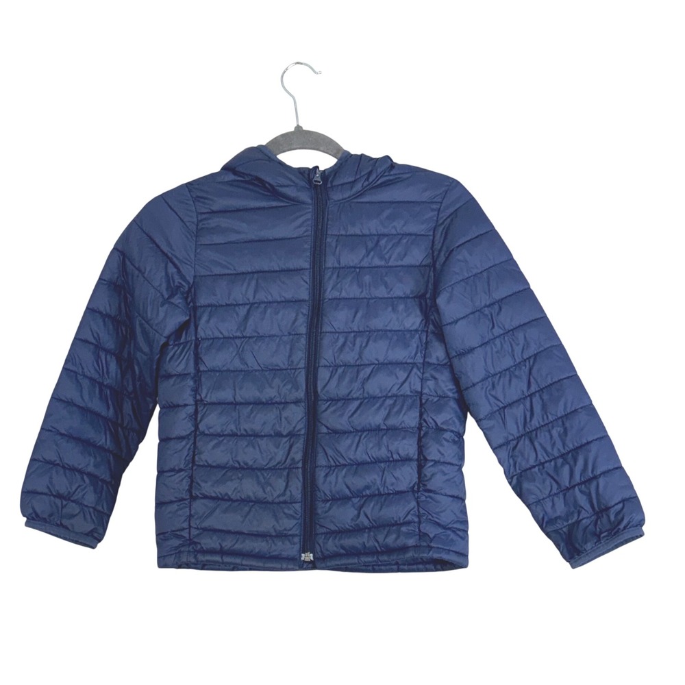 Gap Kids Upcycled Lightweight Puffer Jacket Blue PrimaLoft Hooded M 8-9 592728